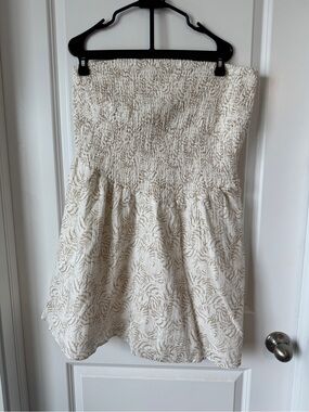 Universal Thread Cream and Tan Smocked Strapless Sundress